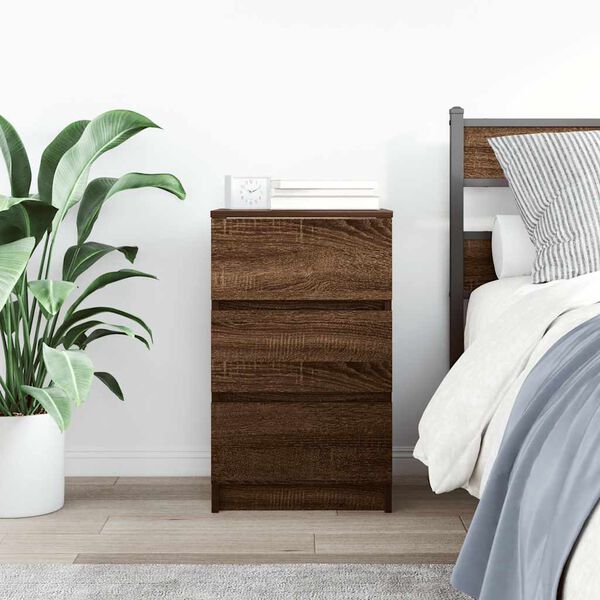 vidaXL Bedside Cabinet Brown Oak Engineered wood Medium Bedside Cabinet