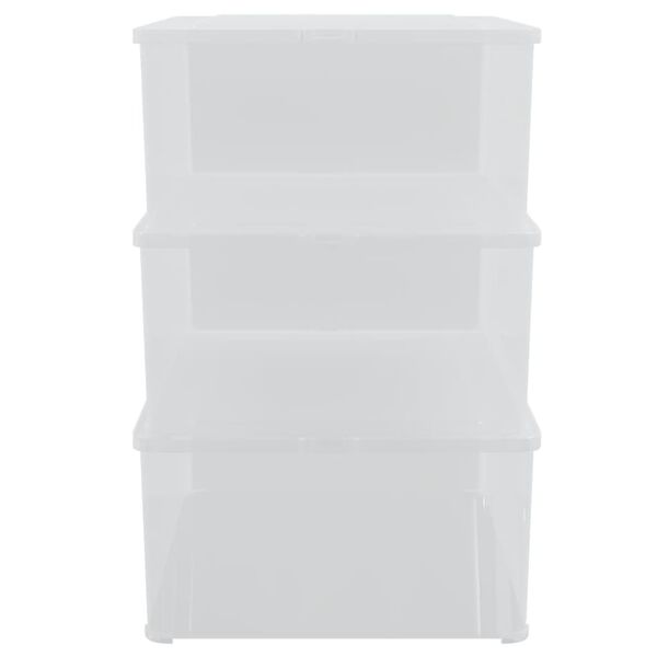 vidaXL Plastic Storage Box Set of 3 Transparent Polypropylene (PP)