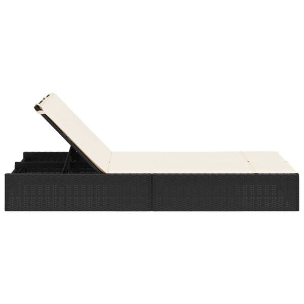 vidaXL Double Sun Lounger Black, Cream White