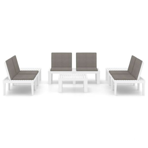 vidaXL Garden Lounge Set White and Anthracite Plastic 6 Piece Set