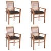 vidaXL Dining Chair Set of 4 Taupe Teak Wood Standard Stackable