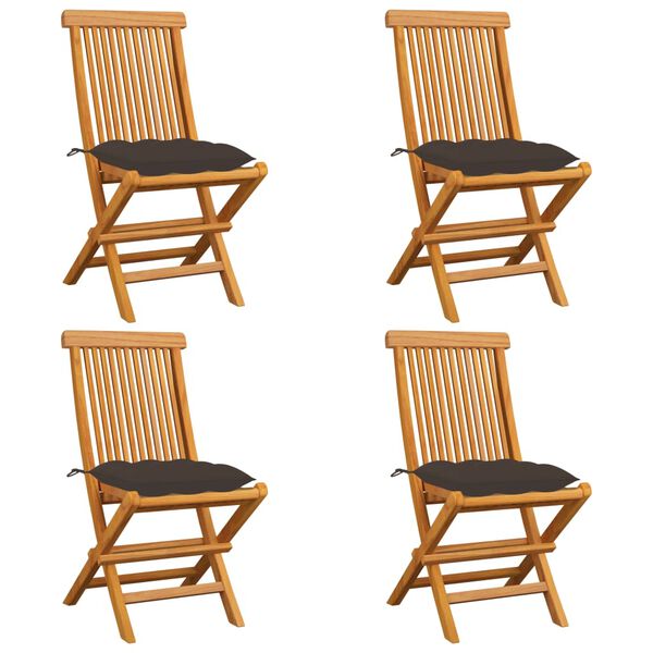 vidaXL Patio Chair Set of 4 Natural Wood Fine Sanded Teak Hardwood