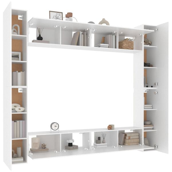 vidaXL TV Cabinet Set Set of 8 White Engineered wood Standard