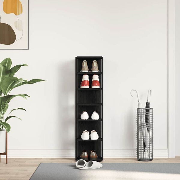 vidaXL Shoe Cabinet Black Oak 9.8x10.6x40.2" Engineered Wood
