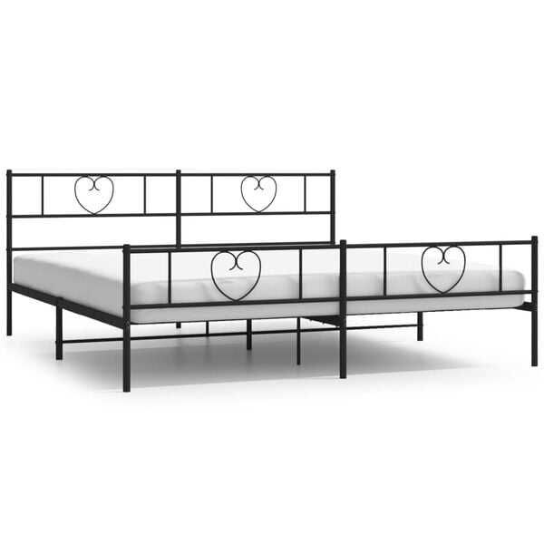 vidaXL Bed Frame Black Powder-Coated Steel Super King Bed Frame