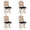 vidaXL Patio Dining Set Set of 4 Natural Bamboo Bamboo, Polyester