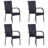 vidaXL Dining Set Black, Natural Wood Solid Acacia wood Medium Stackable