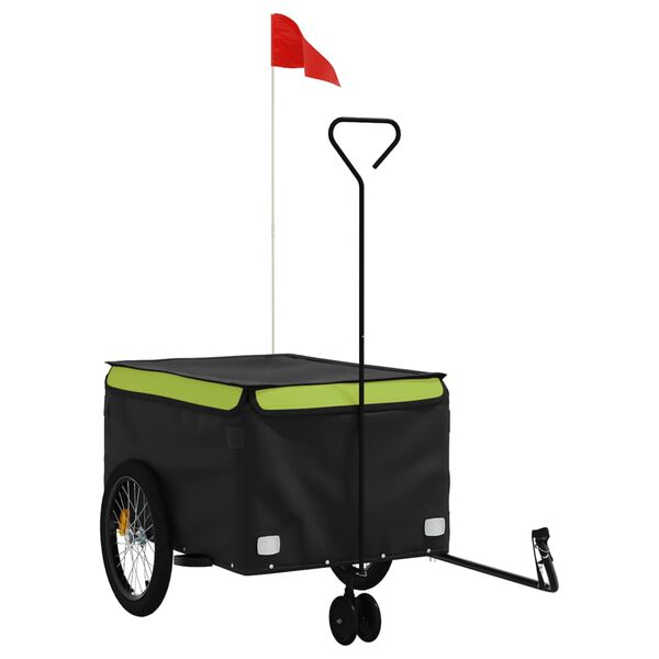 vidaXL Bike Trailer Black and Green 99.2 lb Iron