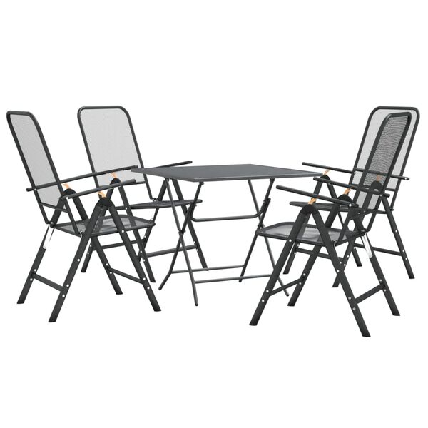 vidaXL Garden Dining Set Anthracite Expanded metal mesh with e-coating
