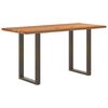 vidaXL Dining Table Light Brown Solid Oak Wood, Powder-Coated Steel