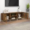 vidaXL TV Cabinet Smoked Oak Engineered Wood, Solid Eucalyptus Wood Medium