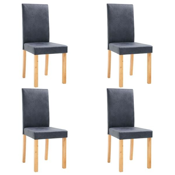 vidaXL Dining Chairs 4 pcs Gray Faux Suede Leather
