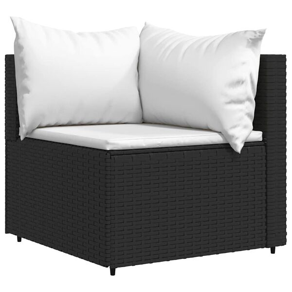 vidaXL Patio Lounge Set Black frame with white cushions
