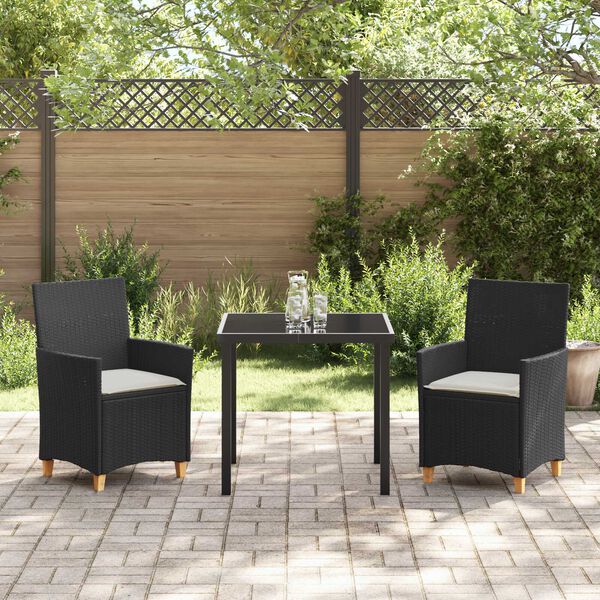 vidaXL Garden Dining Set 3 pcs Beige poly rattan