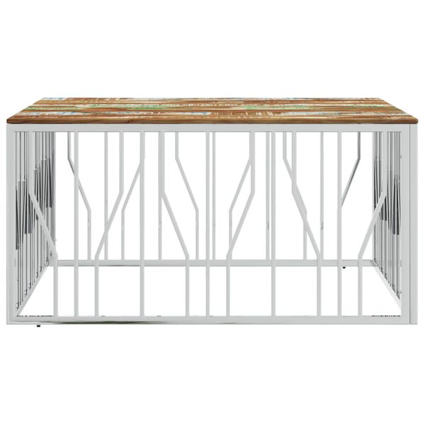 vidaXL Coffee Table Silver Stainless steel 39.4 in x 39.4 in x 19.7 in
