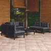 vidaXL Garden Lounge Set Black, Anthracite Solid pinewood, 100% polyester