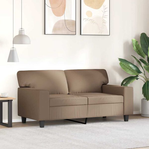 vidaXL 2-seater Sofa Cappuccino Faux leather, metal, textilene 2-seater