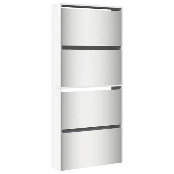 vidaXL Shoe Cabinet High gloss white Engineered wood, glass Medium