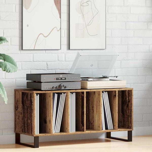 vidaXL Record Cabinet with Shelf Old wood 39.37 x 14.96 x 18.90 in