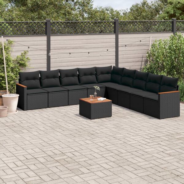 vidaXL Garden Sofa Set Black