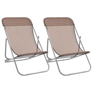 vidaXL Beach Chair Brown Powder-coated steel, textilene Standard