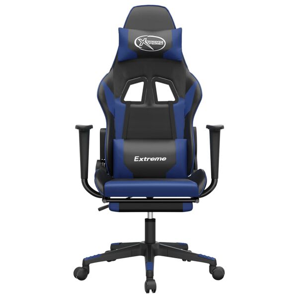 vidaXL Gaming Chair Black and Blue Faux leather, metal, plywood Adjustable