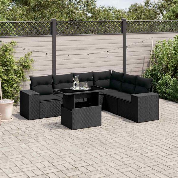 vidaXL Garden Sofa Set Black