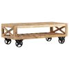 vidaXL Coffee Table with Wheels Solid Wood Mango 43.3"x19.7"x14.6"