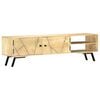 vidaXL TV Cabinet Natural, Brass Solid Mango Wood, Steel 55.1x11.8x15.7 in