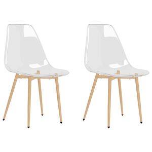 vidaXL Dining Chair Set of 2 Transparent PET, metal Standard Ergonomic