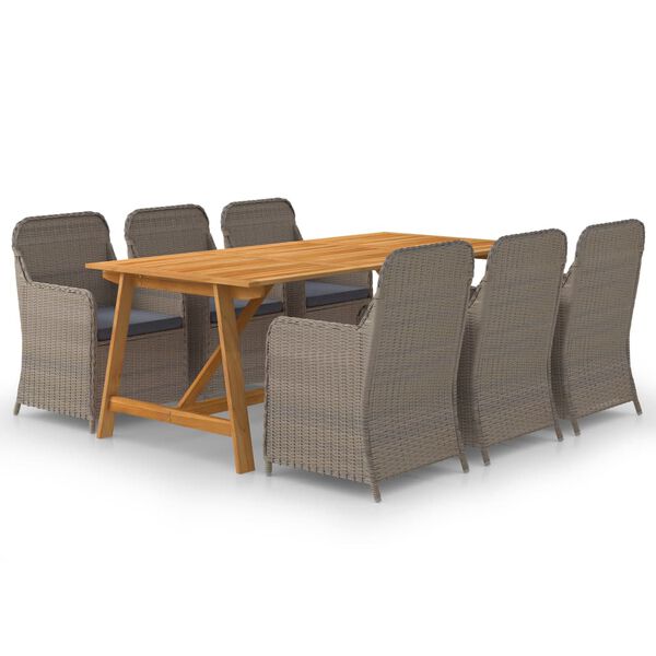 vidaXL Dining Set Brown Solid Acacia wood Large Seats Many Dining Set