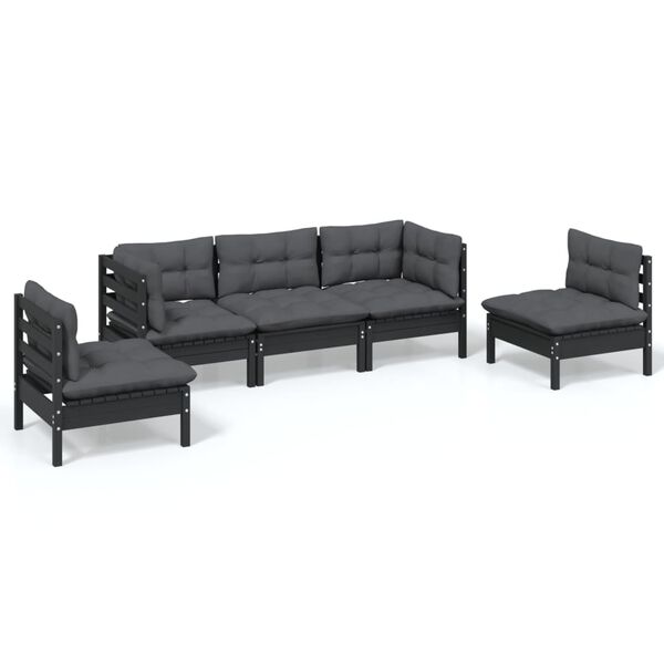 vidaXL Garden Lounge Set Black, Anthracite