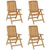 vidaXL Reclining Garden Chair Set of 4 Brown Solid teak wood Standard