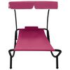 vidaXL Patio Lounge Bed with Canopy & Pillow Pink