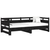 vidaXL Pull-out Day Bed Black Solid pine wood Double size