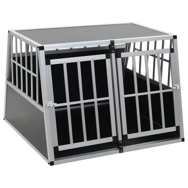 vidaXL Dog Cage Silver Aluminum,MDF Medium Portable Dog Cage