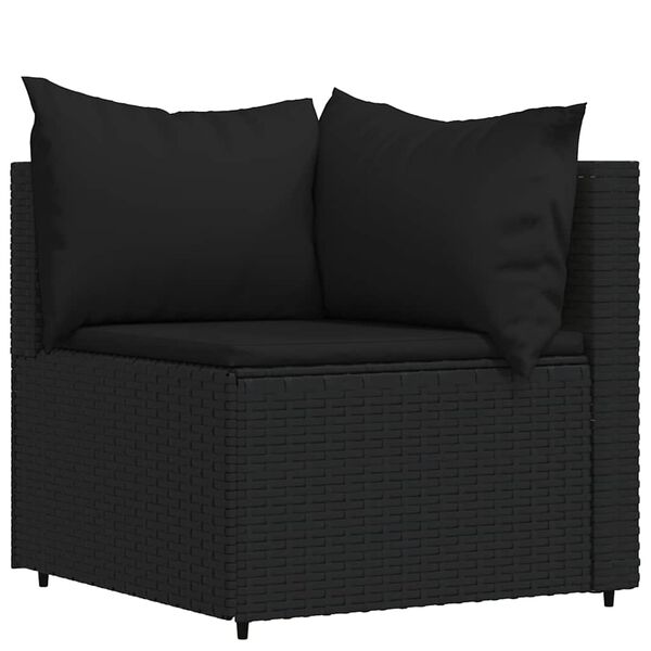 vidaXL Patio Lounge Set Black PE rattan Adjustable Feet Patio Lounge Set