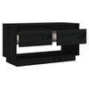 vidaXL TV Stand Black Solid Pine Wood Medium TV Stand Rectangular