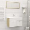 vidaXL Bathroom Furniture Set White and Sonoma Oak