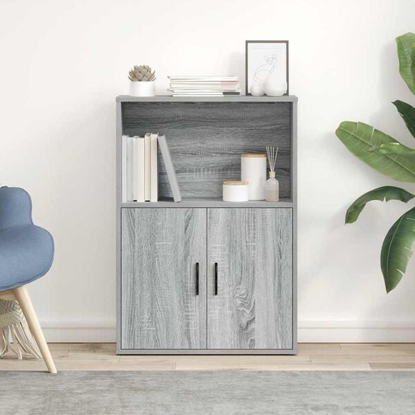 vidaXL Bookcase Grey Sonoma Engineered wood Medium Bookcase
