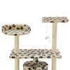 vidaXL Cat Tree Beige with paw prints