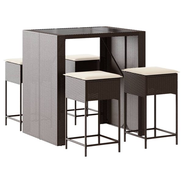 vidaXL Patio Bar Set Set of 4 Brown, Cream White, Black