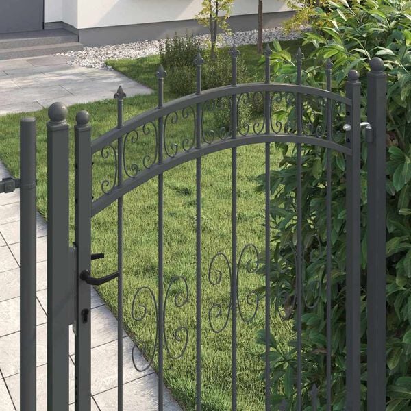 vidaXL Fence Gate with Spear Top Black 40.6" x 68.9" Powder-coated Steel