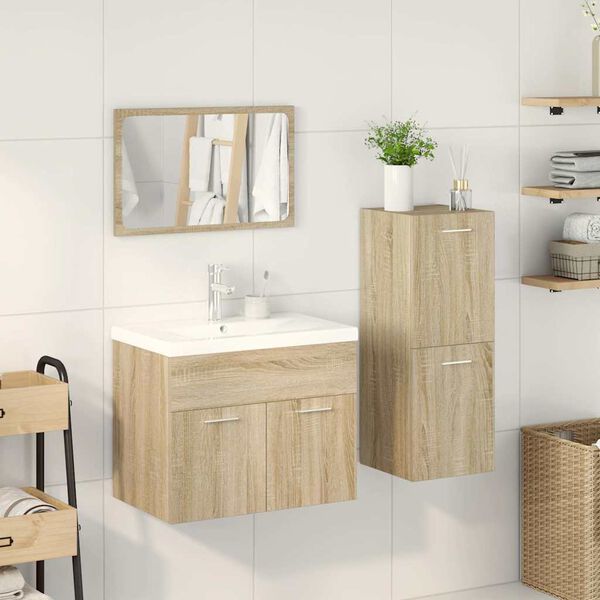 vidaXL Bathroom Furniture Set Sonoma oak Engineered wood