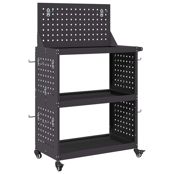 vidaXL Tool Trolley Black 25.59 x 13.78 x 43.70 in Cold-rolled Steel