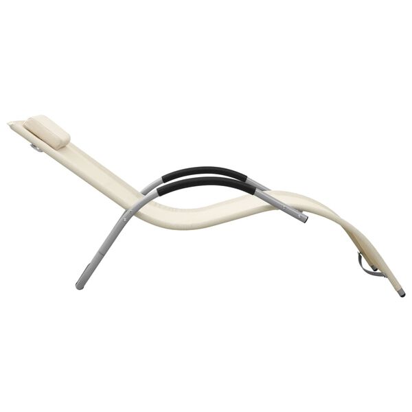 vidaXL Sun Lounger Cream and Gray Textilene, Aluminum, Powder-Coated Steel