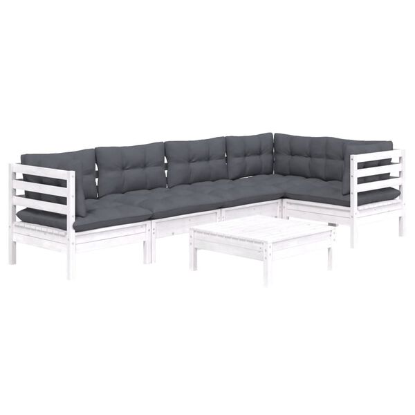 vidaXL Garden Lounge Set White, Anthracite