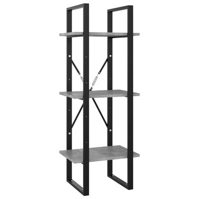 vidaXL 3-Tier Book Cabinet Concrete Gray 15.7"x11.8"x41.3" Chipboard