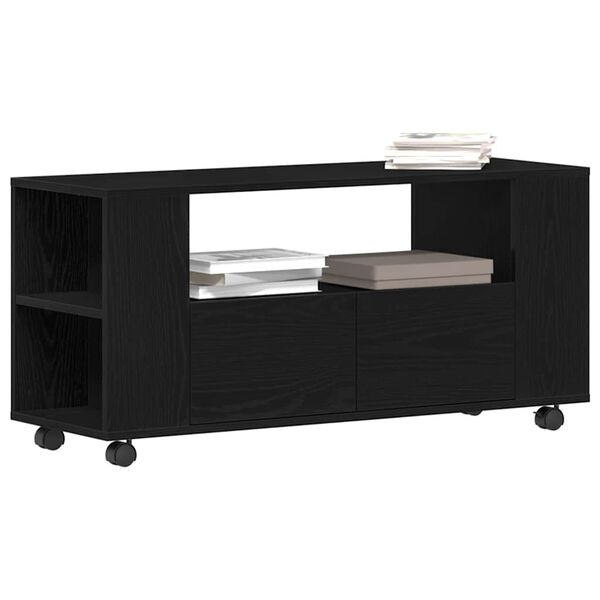 vidaXL TV Cabinet Black Oak Engineered Wood Medium TV Cabinet
