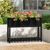 vidaXL Planter Black Solid pine wood Medium Wooden Planter Rectangular